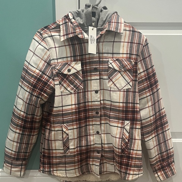 Natural Reflections Jackets & Blazers - Natural Reflections Checkered Utility Jacket with Hood